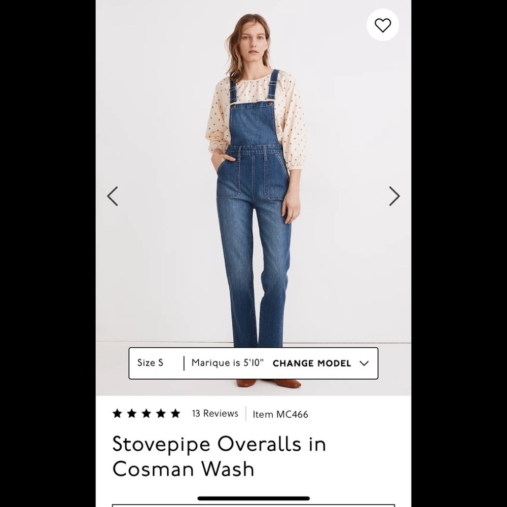 Madewelll Stovepipe denim overalls in Cosman wash